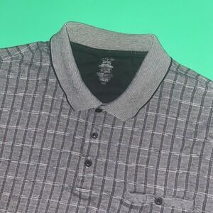 David Taylor Collection Gray‎ Plaid Checkered Mens Short Sleeve Polo Shirt XXL